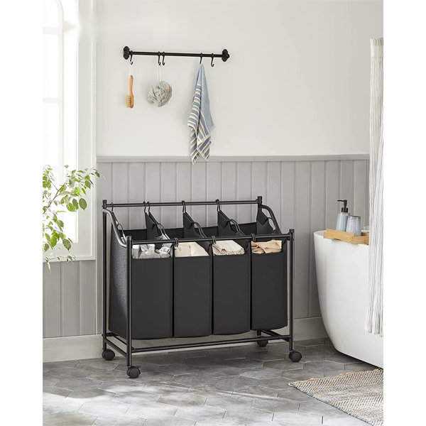 Rebrilliant Rolling Laundry Sorter, Laundry Basket With 4 Removable